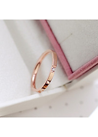 Nhẫn Nữ Đính1 Viên Đá Chìm Chất Liệu Thép Titan Ko Rỉ Ko Dị Ứng TT 0411