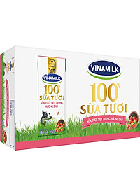 Thùng 48 Hộp Sữa Tươi Tiệt Trùng Vinamilk 100% Hương Dâu (180ml)