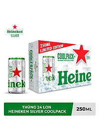 Thùng 24 lon bia Heineken Silver Coolpack 250ml/lon
