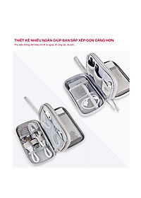 Túi đựng phụ kiện công nghệ đựng pin sạc dự phòng, điện thoại, cáp sạc usb, tai nghe có quai cầm, [Loại cao cấp - Màu Đen] Túi Đựng Phụ Kiện Công Nghệ Có Quai Cầm, Chống Nước - Hàng Chính Hãng dododios