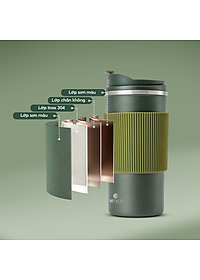 Ly giữ nhiệt inox 304 Elmich EL8345 480ml, Hàng chính hãng, lớp silicone chống trượt - JoyMall