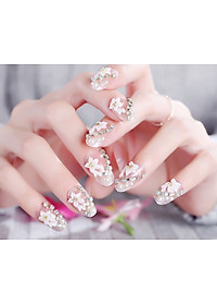 Móng tay giả nail thời trang đính đá - Bộ 24 móng