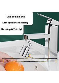 Đầu nới vòi nước xoay 720 độ lắp vòi nước chậu rửa bắt bồn rửa mặt lavabo với 2 chế độ nước chảy