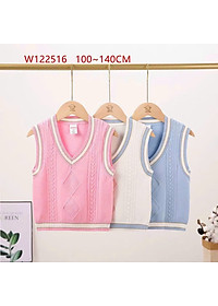 Áo len gile cho bé gái cổ tim 3-8 tuổi hàng WERZTOUN đanh sợi không bai xù điệu đà đáng yêu