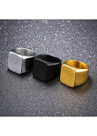 Nhẫn Nam Mặt Vuông Chất Liệu Thép Titan Không Đen Không Dị Ứng TT 1155