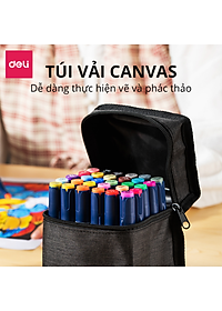 Bút Màu Marker Chuyên Nghiệp Hai Đầu Kèm Túi Vải Và Đế Họa Cụ Vẽ Tranh Cao Cấp Finenolo Deli - Phù Hợp Tô Màu Vẽ Tranh Manga Anime - EC184