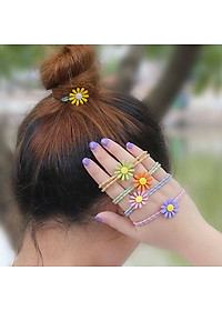 Dây buộc tóc nữ hoa cúc họa mi [Set 10 dây] NASI dễ thương phong cách hàn quốc thun cột tóc nữ co giãn tốt phụ kiện tóc