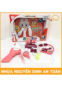 Bộ đồ chơi bác sĩ khám bệnh cho trẻ em bé gái màu hồng, bé trai màu xanh nhập khẩu.