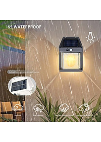 Đèn năng lượng mặt trời cảm biến ánh sáng tự động bật tắt, đèn mặt trời cảm biến hồng ngoại trang trí sân vườn 3 chế độ, ánh sáng vàng-BK888