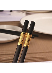 Hộp 10 Đôi Đũa  Sừng Chất Liệu Hợp Kim Mạ Vàng Cao Cấp Đầu Đũa Có Chống Trơn - Hàng Loại 1 - Chính Hãng MINIIN
