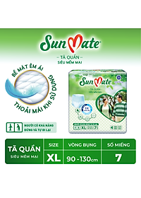 [Mẫu mới] Tã quần SunMate siêu mềm mại G1 mới size XL-07 miếng