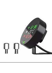 Đồng hồ báo giờ xe máy 3in1 CTR, báo nhiệt độ, vôn ắc quy mẫu mới loại tốt gắn các loại xe hàng cao cấp, phụ kiện xe máy