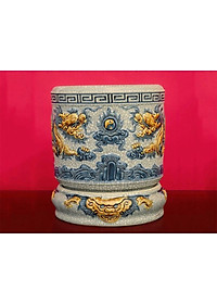 Bộ ban thờ thần tài, men rạn cổ, họa tiết đắp nổi thủ công. Gốm sứ Bát Tràng cao cấp.