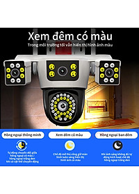 Camera Yoosee 3 Mắt Máy Bay Độc Lập Siêu Sắc Nét, Đêm Có Màu, Đàm Thoại Hai Chiều, Chống Nước Nhựa IP66, Hàng Nhập Khẩu