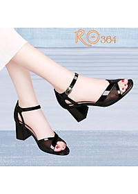 Giày cao gót nữ đế vuông 4 phân hàng hiệu rosata đẹp màu đen ro364