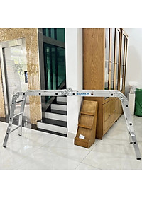 Thang nhôm gấp 4 đoạn SUMIKA SK603 (chữ A - 1.7m, chữ I - 3.4m), 14 tư thế sử dụng, tải trọng 150kg, làm từ hợp kim nhôm cao cấp, khóa chốt cao cấp và tự động, có đế cao su chống trượt