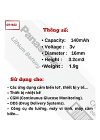{Panasonic VN nhập khẩu} Pin Cúc Áo Panasonic  CR1632  3V Lithium dùng cho đồng hồ, thiết bị điện tử...