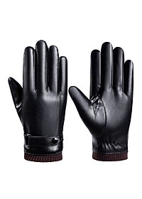 Găng tay nam mùa đông cảm ứng điện thoại lót nỉ lông ấm áp, chất liệu da PU cao cấp không bong nổ GTN9