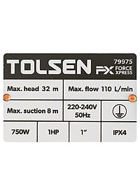 Máy bơm ly tâm Tolsen 79975 750W- Hàng chính hãng