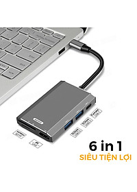 Hub chuyển đổi Remax RU-U30 6 in 1 cổng Type C ra USB 3.0 + HDMI + Đầu đọc thẻ nhớ - Hàng nhập khẩu