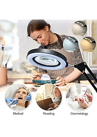 Kính lúp gắn bàn có đèn TERINO DE-5XB (phóng đại 5X, Led, màu đen) - Hàng chính hãng