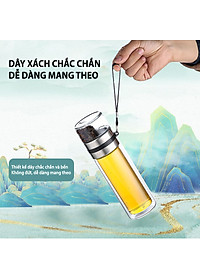 Bình Pha Trà Thuỷ Tinh 2 Lớp Cách Nhiệt Có Lõi Lọc Inox Chịu Nhiệt Cao Dung Tích 450ml Cầm Tay Tiện Lợi - HÀNG CHÍNH HÃNG MININ