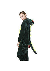 Bộ đồ thú Khủng Long xanh liền thân lông mịn Pijama dành Cho Người Lớn và Trẻ Em Đầy Đủ Các Kích Cỡ kiểu dáng Động Vật Hoạt Hình Cosplay