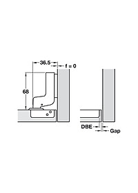 Bản lề giảm chấn Hafele Inox 304 lọt lòng - Cong nhiều - 315.06.752 + Đế bản lề