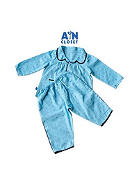 Bộ quần áo dài bé gái họa tiết Nhí xanh dương cotton - AICDBG3B4GQB - AIN Closet