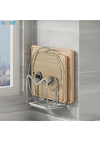 Kệ để thớt nắp vung 2 ngăn dán tường inox 304 Hobby Home Decor TT08