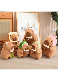 GẤU BÔNG CHUỘT LANG NƯỚC CAPYBARA ÔM TRÀ SỮA – THÚ NHỒI BÔNG COSPLAY SIÊU DỄ THƯƠNG | SIÊU MỊN 30CM