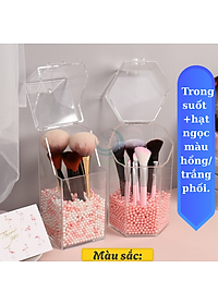 Hộp Đựng Cọ Trang Điểm Ngọc Trai Acrylic- Hộp Cọ Trong Suốt Sang Trọng- Lọ Đựng Cọ Kèm Hạt Trang Trí 3D- Hộp Makeup Brush Holder Cao Cấp- Hộp Đựng Cọ Trang Điểm Hạt Ngọc Tinh Tế