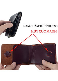 Ví sen 3 PLUS da bò Pullup V123, bóp mini nam nhỏ gọn hai màu đen và nâu, đường chỉ may tinh tế, đựng thẻ kẹp tiền tiện lợi, fullbox, thương hiệu Bụi leather chuyên đồ da thật