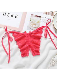 Quần lót nữ xẻ đáy đính nơ - Màu đỏ