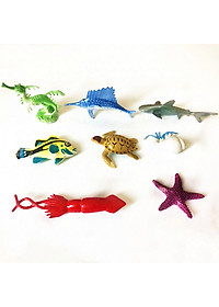 Bộ Mô Hình Nhựa Đồ Chơi 8 con Cá Ngựa Cá Kiếm Cá Mập Rùa Ốc Mực Sao Biển PB15
