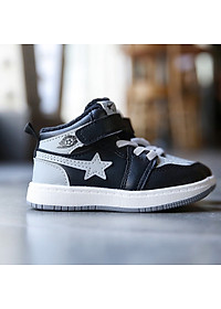 Giày thể thao bé trai 1 - 5 tuổi cổ cao lót lông ấm áp kiểu snearker cá tính GE93