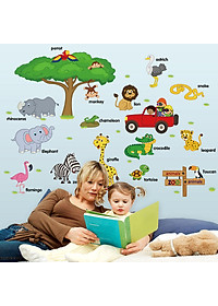 Decal dán tường từ tiếng anh về loài vật cho bé ZOOYOO SK9084-kiddecals