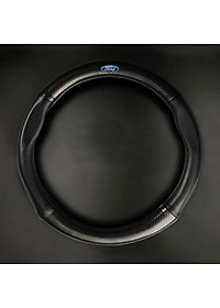Bọc vô lăng TTAUTO cho xe ô tô từ 4 đến 7 chỗ chất liệu da vân carbon cao cấp có logo FORD (Đen)
