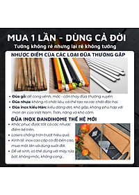 Set 05 đôi đũa inox 304 - 316 DandiHome 2020 chống trơn trượt, sang trọng, tinh tế