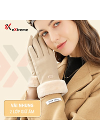 Găng tay nữ giữ ấm mùa đông eXtreme GT1201 vải nhung chống gió, chống mài mòn, cảm ứng điện thoại