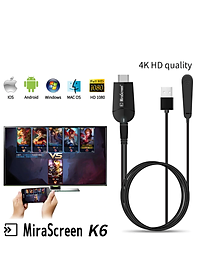 Thiết Bị HDMI Không Dây Kết Nối Điện Thoại Với TIVI FULL HD 4K 2.4 Ghz MiraScreen K6 - Hàng Nhập Khẩu