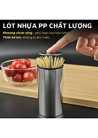 Lọ đựng tăm inox 304 DandiHome nắp bấm đóng mở hoàn toàn kín