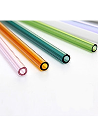 Bộ 4 Ống Hút Thủy Tinh Chịu Nhiệt (2 Cong + 2 Thẳng) + 2 Cọ Rửa + 1 Túi Vải