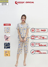 Đồ Bộ Nữ CARDINA Chất Lanh Tre Nhật Cao Cấp Quần Lửng Áo Cộc Tay Can Bèo Họa Tiết 2LF31
