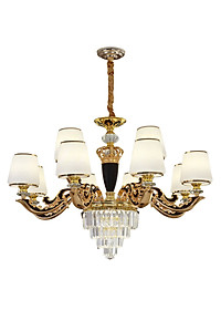Đèn chùm HINN pha lê 12 tay trang trí nhà cửa hiện đại  - kèm bóng Led chuyên dụng