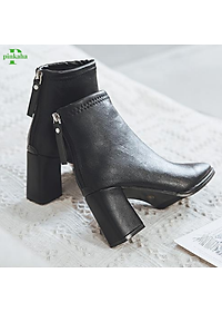 Bốt Nữ Khoá Sau Mũi Vuông Lót Lông Da Mềm Cao Cấp Màu Đen Be Siêu Đẹp Hót Trends 2023