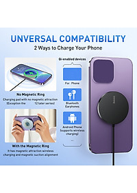 Đế Sạc Nhanh 15W Không Dây Baseus Simple Mini3 Magnetic Wireless Charger Cho 12 13 14 - Hàng Chính Hãng