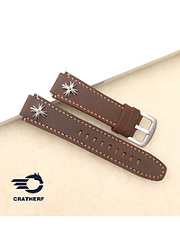 Dây da thay thế đồng hồ Casio AE1200 da bò sáp nâu Ngựa Rivet Handmade