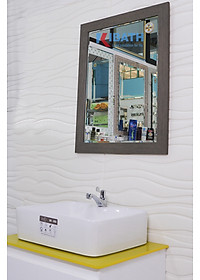 Gương soi Kibath khung viền màu xám KT 55x70 cm