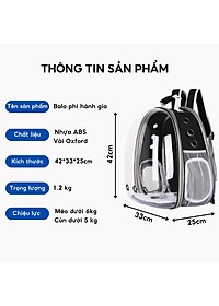 Balo phi hành gia trong suốt Balo thú cưng vận chuyển chó mèo (Tặng kèm tấm lót) hàng chính hãng thương hiệu Kún Miu
